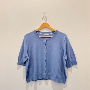 Boden Short Sleeve Button Cotton Cardigan in blue
Size XL